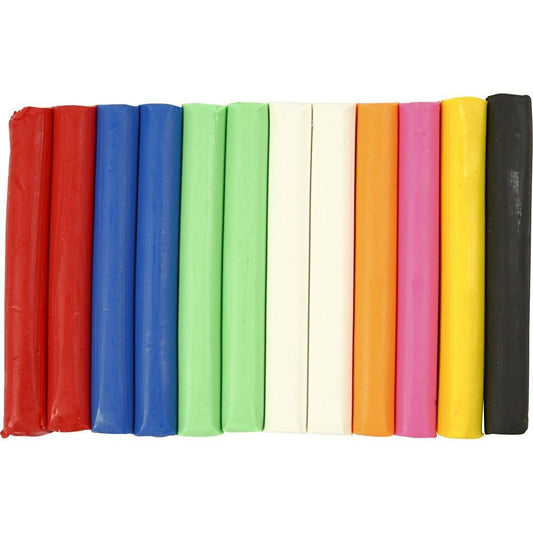 12 x Soft Assorted Colours Clay Sticks For Modelling Crafts 200 g - Home - Crafts