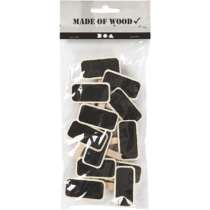 12 x Wooden Small Message Blackboard Sign With Clothes Peg Decoration Crafts 4x2 cm - Home - Crafts
