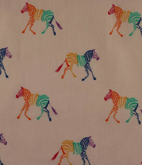 Zebra Rainbow Beige Polycotton Children Fabric