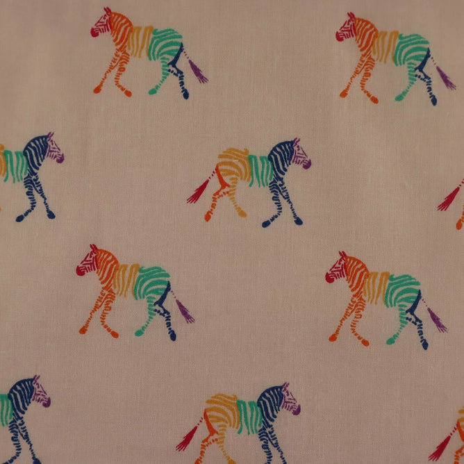 Zebra Rainbow Beige Polycotton Children Fabric