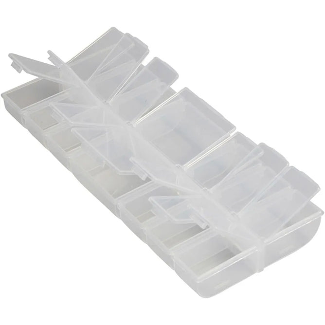 Clear Plastic Storage Box With 14 Compartments Click Lock Lid For Storing 24 cm