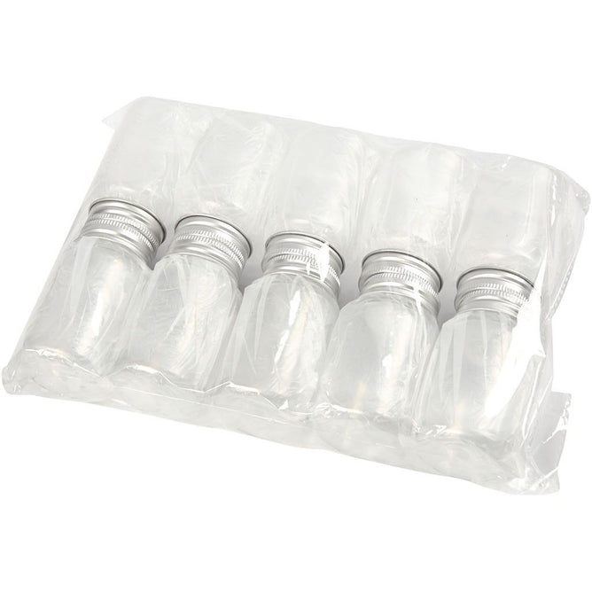 Plastic Jar with Screw-on Lid, H: 77mm, D: 45mm, 10 pcs, 100ml
