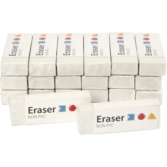 20 Flexible White Erasers Rubbers Pencils Writing School Office Bulk Wholesale