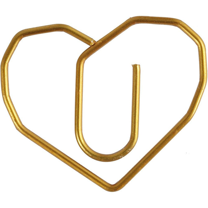 Heart Shaped Metal Gold Colour Paperclips For Card Gift Decorations 30 mm x 20 mm