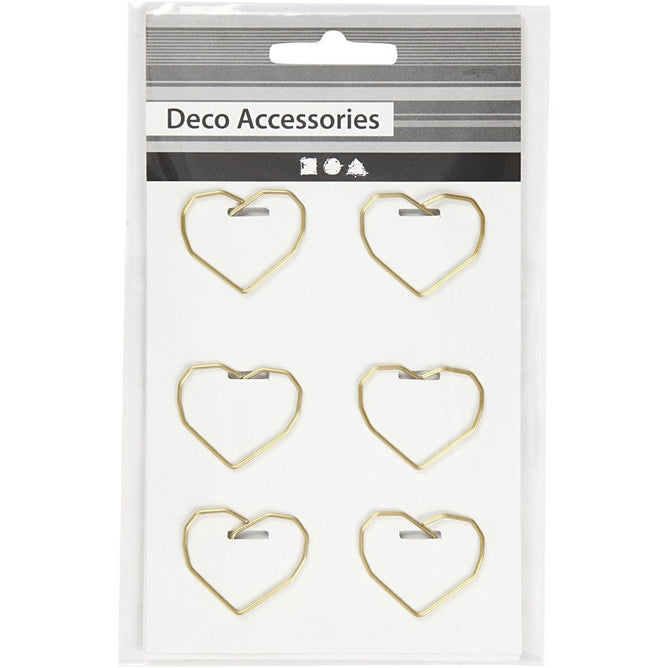 Heart Shaped Metal Gold Colour Paperclips For Card Gift Decorations 30 mm x 20 mm