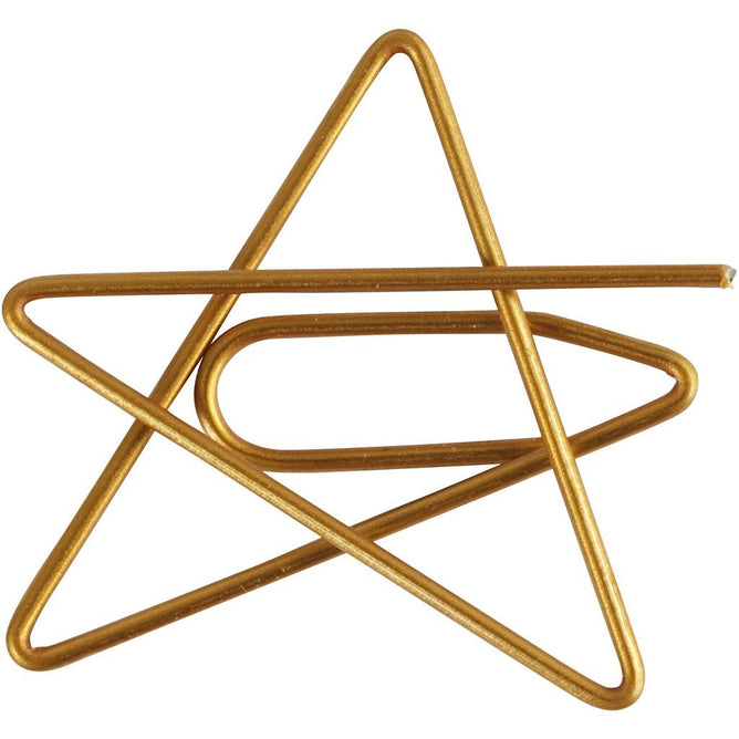 Star Shaped Metal Gold Colour Paperclips For Card Gift Decorations 30 mm x 30 mm
