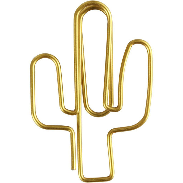 Cactus Shaped Metal Gold Colour Paperclips For Card Gift Decorations 40 mm x 30 mm