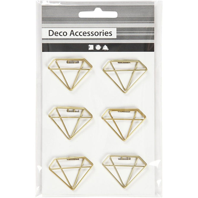 Diamond Shaped Metal Gold Colour Paperclips For Card Gift Decorations 35 mm x 25 mm