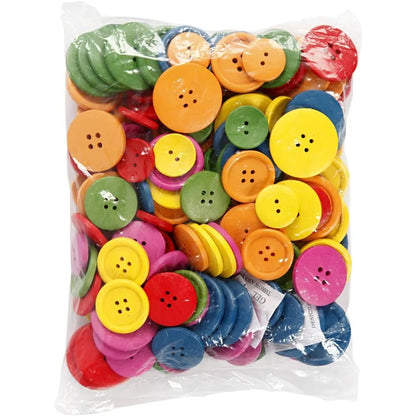 144 Wooden Mixed Glossy Bright Buttons Large 2/4 Hole Round Shaped Sewing Craft