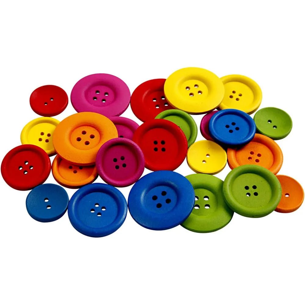 144 Wooden Mixed Glossy Bright Buttons Large 2/4 Hole Round Shaped Sewing Craft