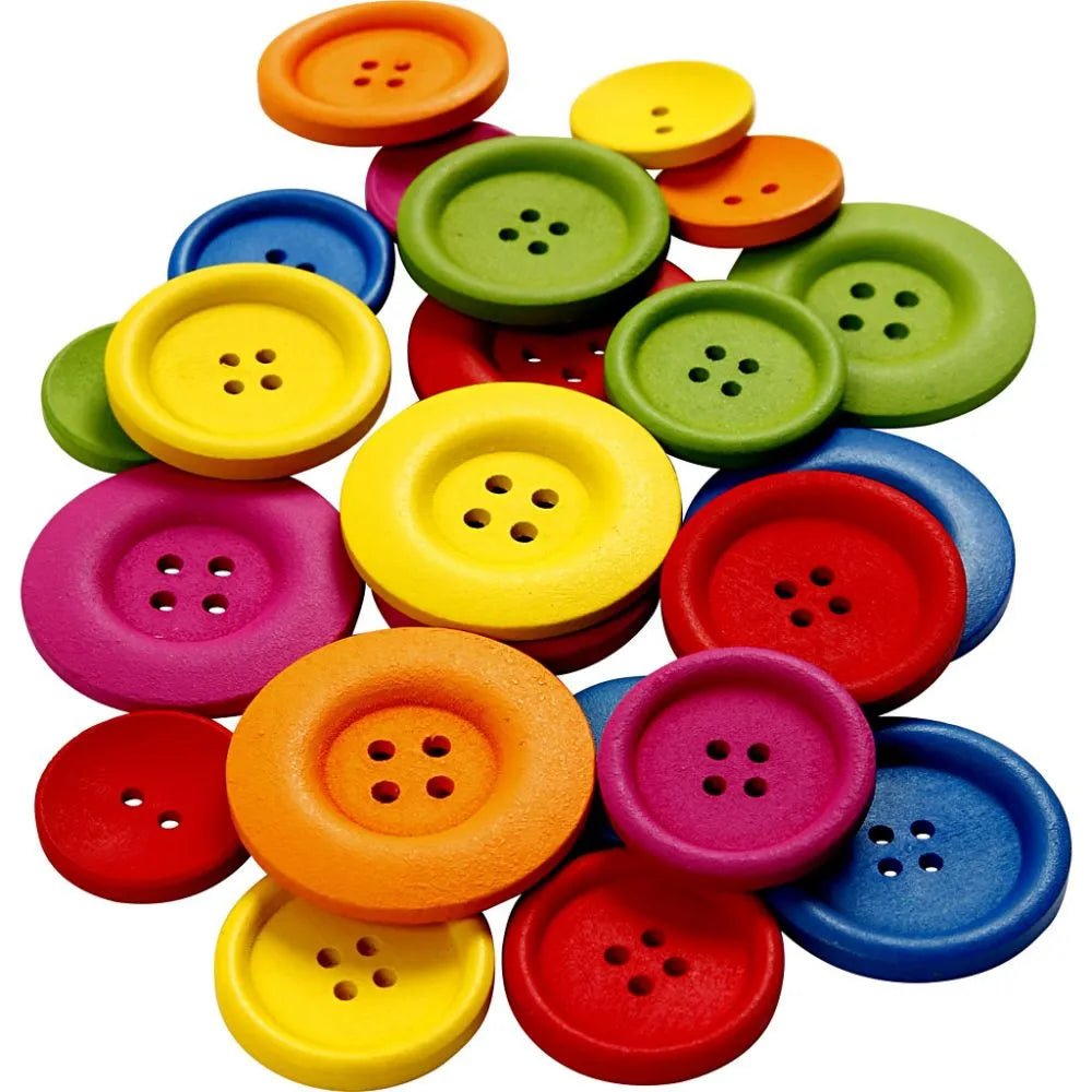 144 Wooden Mixed Glossy Bright Buttons Large 2/4 Hole Round Shaped Sewing Craft