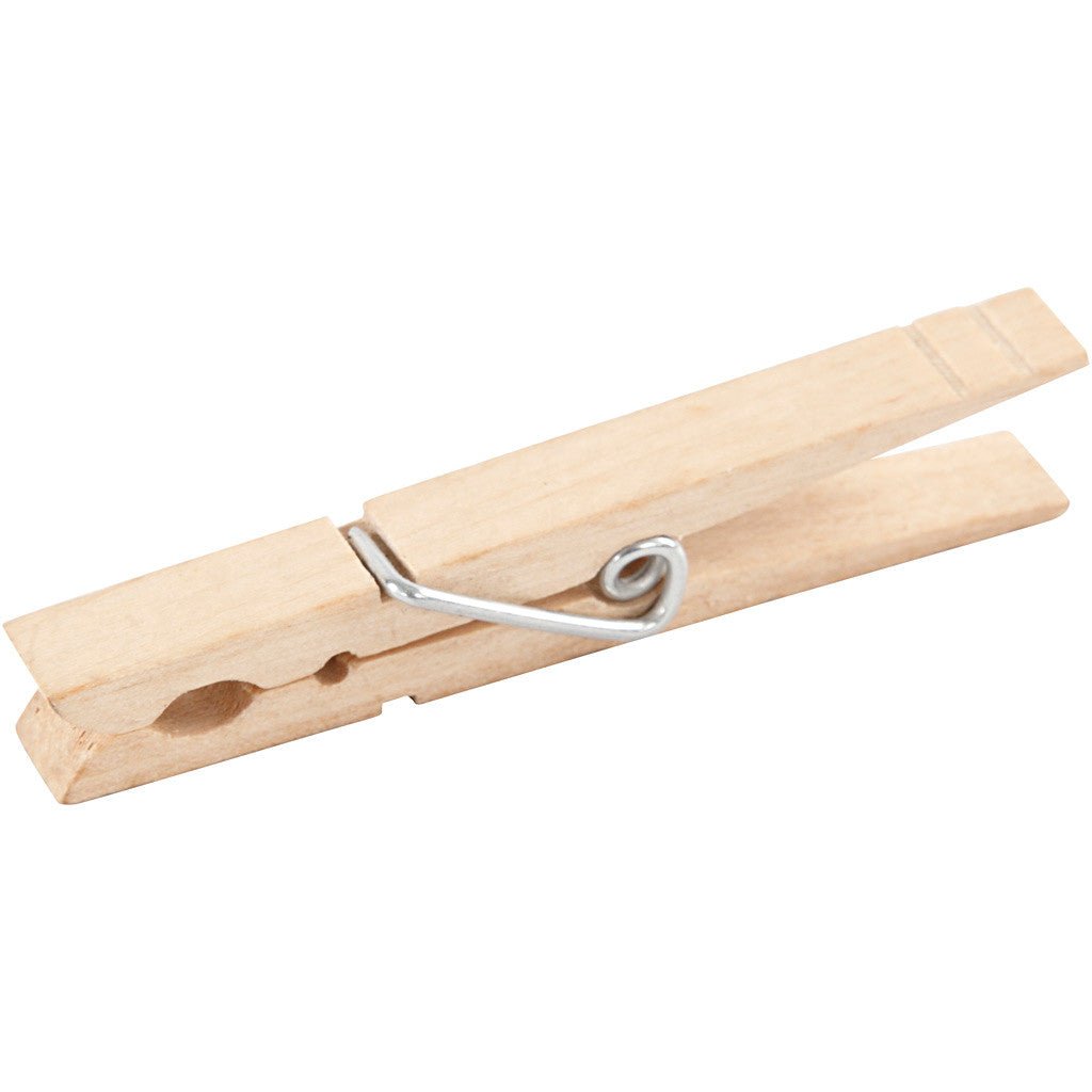 150 x Birch Wood Clothes Pegs With Metal Spiral Decoration Crafts 80 mm - Home - Crafts