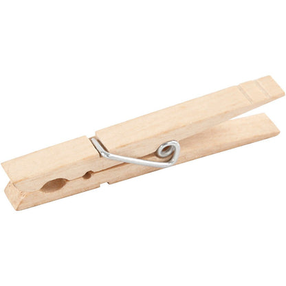150 x Birch Wood Clothes Pegs With Metal Spiral Decoration Crafts 80 mm - Home - Crafts