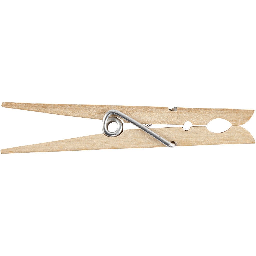 150 x Birch Wood Clothes Pegs With Metal Spiral Decoration Crafts 80 mm - Home - Crafts