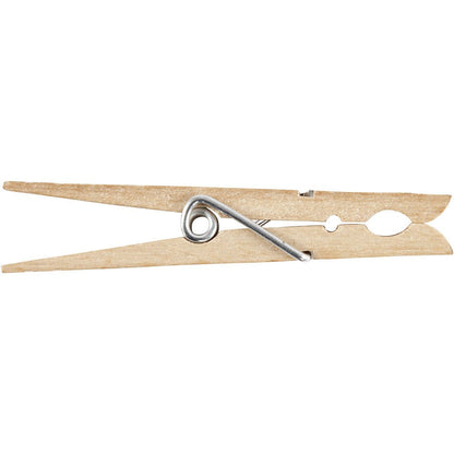 150 x Birch Wood Clothes Pegs With Metal Spiral Decoration Crafts 80 mm - Home - Crafts