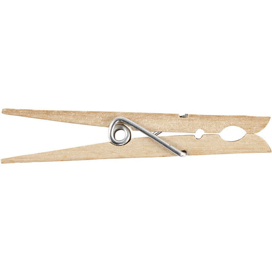 150 x Birch Wood Clothes Pegs With Metal Spiral Decoration Crafts 80 mm - Home - Crafts