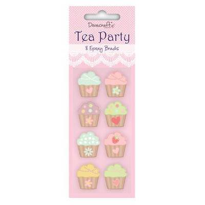 Cupcake Tea Party Cute Pastel Epoxy Brads  x 8 - Hobby & Crafts