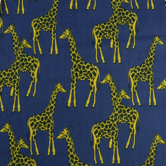 Giraffe Navy Polycotton Children Fabric