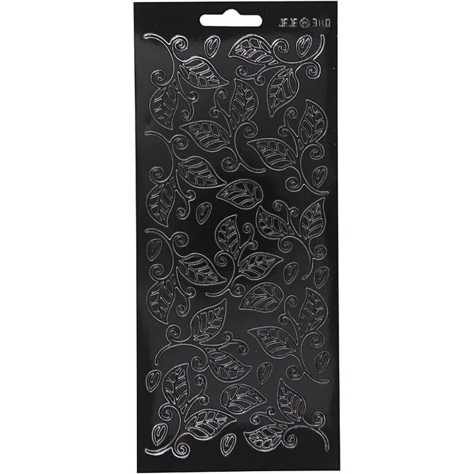 Black Assorted Borders Flowers Designs Self Adhesive Peel Off Stickers Sheet