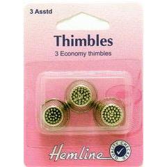 Thimble Metal 3 Assorted Sizes - Hobby & Crafts
