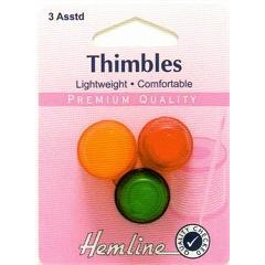 Hemline Sewing Thimble Light Weight 3 Assorted Sizes - Hobby & Crafts