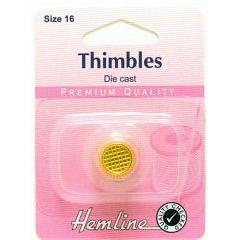 Hemline Die Cast Sewing Thimble Gold Plated Medium - Hobby & Crafts