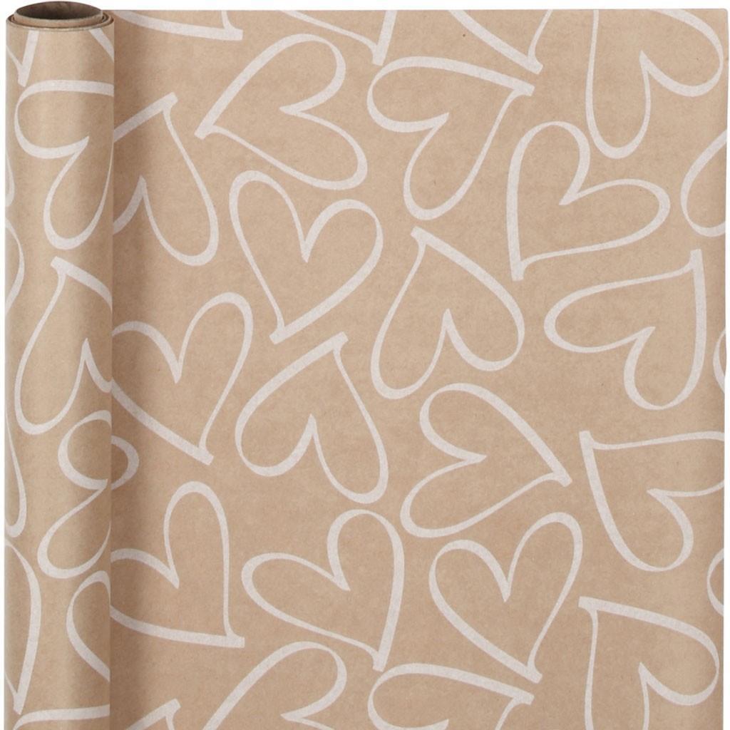 1M White Hearts Christmas Wrapping Paper Giftswrap Crafts Folded Flat 65 gms
