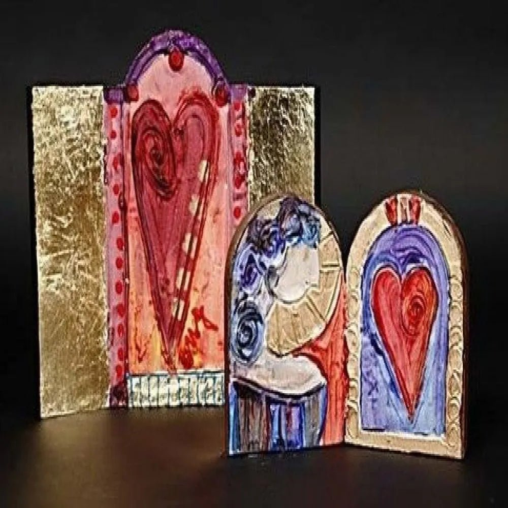 2 Fold Paulownia Wood Icon Plates With Metal Hinges Home Decorations Crafts 11x17 cm - Home - Crafts