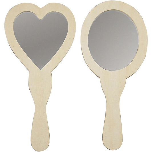 2 x Assorted Shape Plywood Hand Mirrors For Painting Decoration Crafts - Home - Crafts