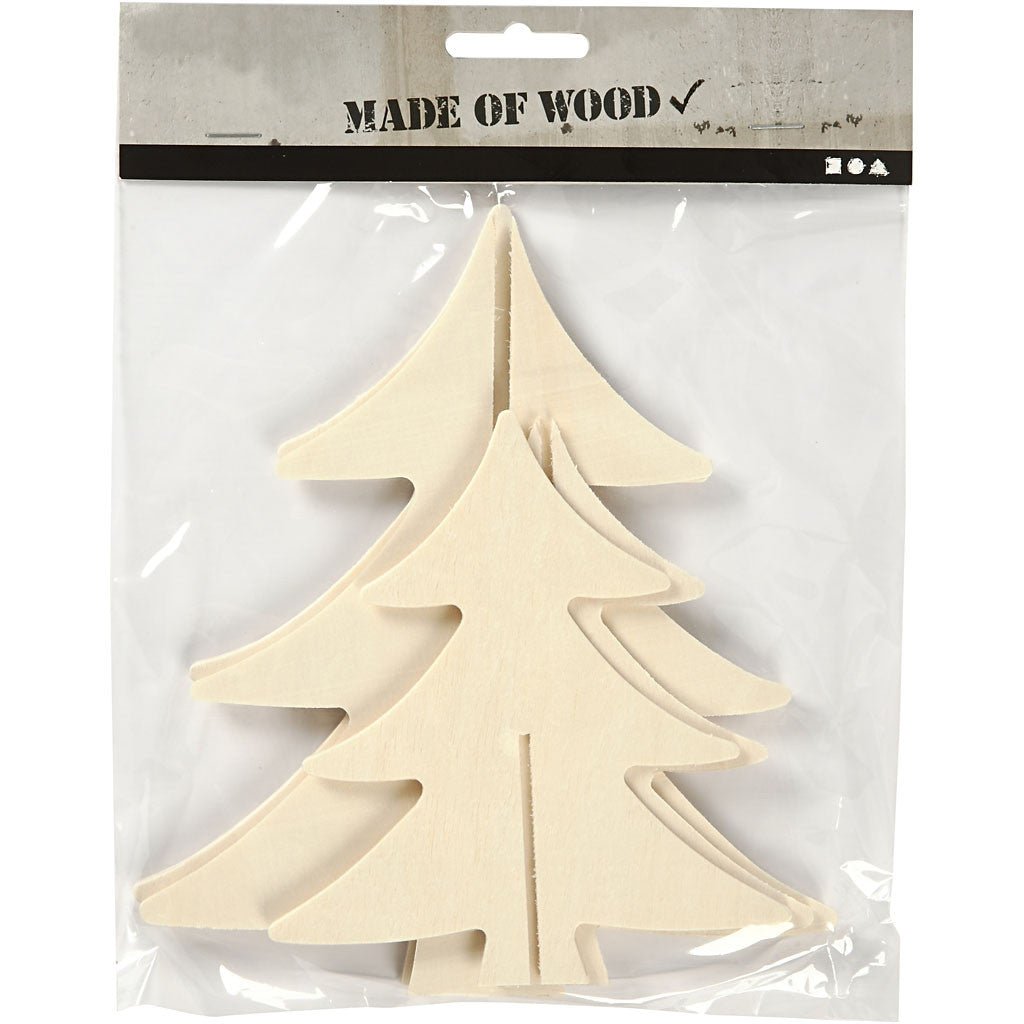 2 x Assorted Size 3D Wooden Chritmas Trees Decoration Crafts - Home - Crafts