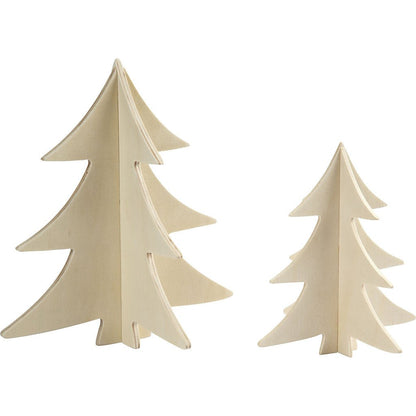 2 x Assorted Size 3D Wooden Chritmas Trees Decoration Crafts - Home - Crafts