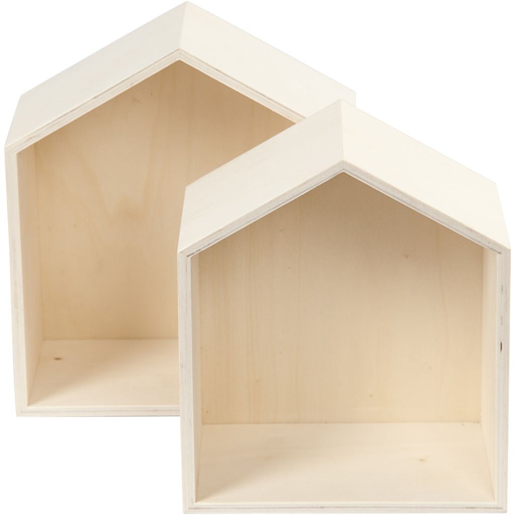 2 x Assorted Size Light Wood Storage Boxes Decoration Crafts 12.5 cm - Home - Crafts