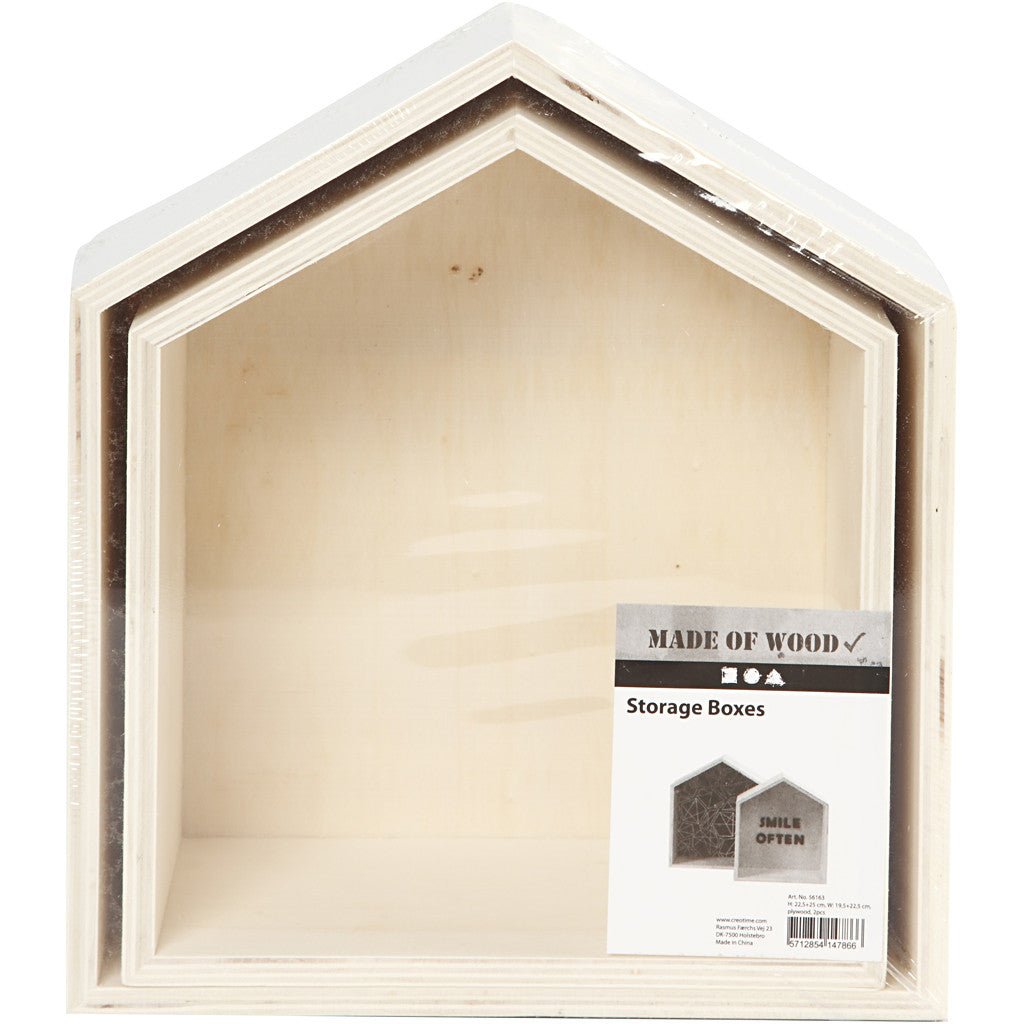 2 x Assorted Size Light Wood Storage Boxes Decoration Crafts 12.5 cm - Home - Crafts