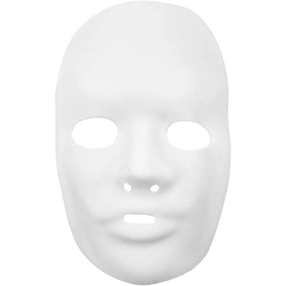 2 x Full Face Form Pressed Plastic Mask Elastic Headband Paint Decorate 15.5cm