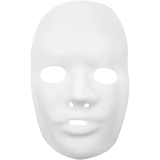 2 x Full Face Form Pressed Plastic Mask Elastic Headband Paint Decorate 15.5cm