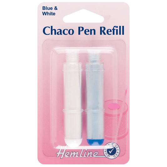 2 x Hemline Blue White Fabric Marker Chalk Pen Refills Dressmaking Hand Sewing - Home - Crafts