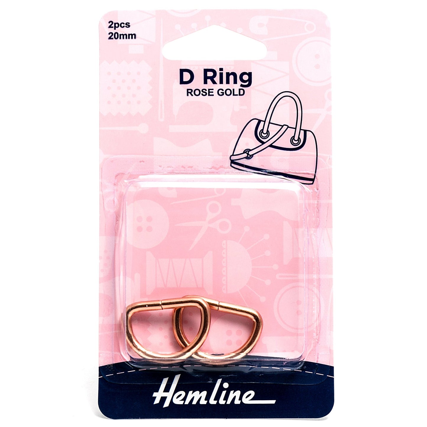 2 x Hemline D Shaped Alloy Rings Macramé Bag Making Crafts 20mm - Select Colour