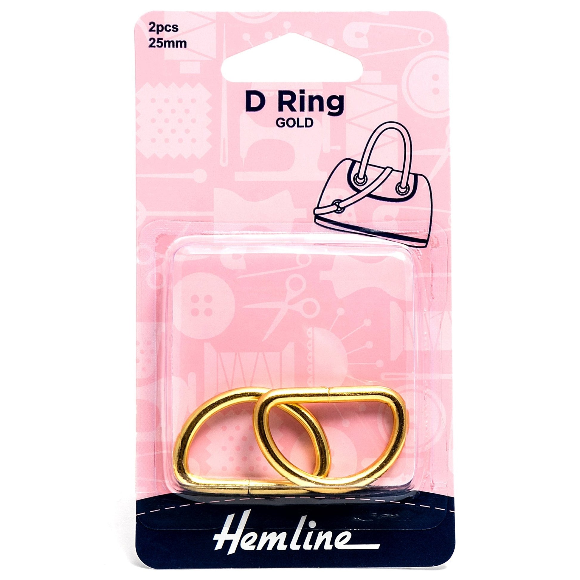 2 x Hemline D Shaped Alloy Rings Macramé Bag Making Crafts 25mm - Select Colour - Home - Crafts
