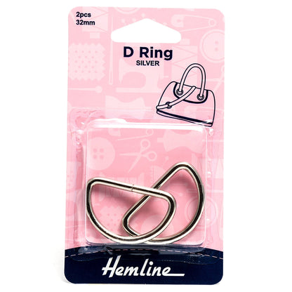 2 x Hemline D Shaped Alloy Rings Macramé Bag Making Crafts 32mm - Select Colour - Home - Crafts
