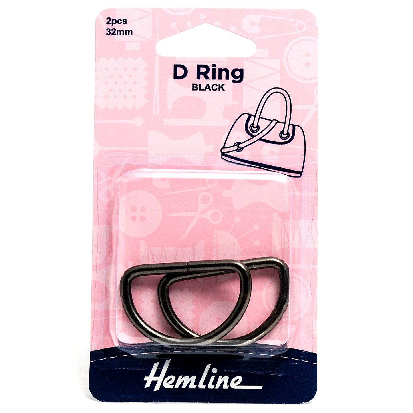 2 x Hemline D Shaped Alloy Rings Macramé Bag Making Crafts 32mm - Select Colour - Home - Crafts