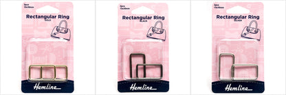 2 x Hemline Rectangular Alloy Ring Macramé Bag Making Craft 30mm - Select Colour - Home - Crafts