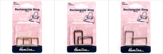 2 x Hemline Rectangular Alloy Ring Macramé Bag Making Craft 30mm - Select Colour - Home - Crafts