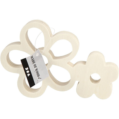 2 x Light Wood Flowers Decoration Crafts W: 16 cm H: 11 cm - Home - Crafts