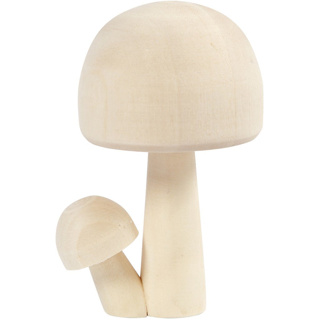 2 x Light Wood Mushrooms Decoration Crafts H: 8.5 cm W: 5.5 cm - Home - Crafts