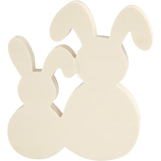 2 x Plywood Continuous Bunnies Decoration Crafts 17x16x2 cm - Home - Crafts