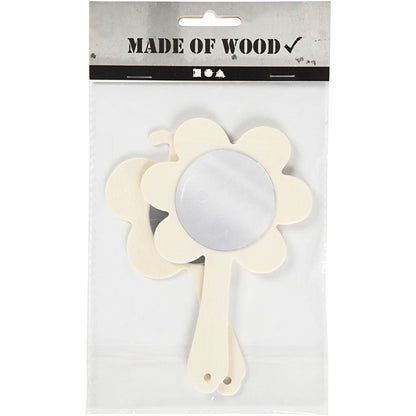 2 x Plywood Hand Frames With Mirrors Home Decoration Crafts W: 9 cm - Butterflies Flowers - Home - Crafts