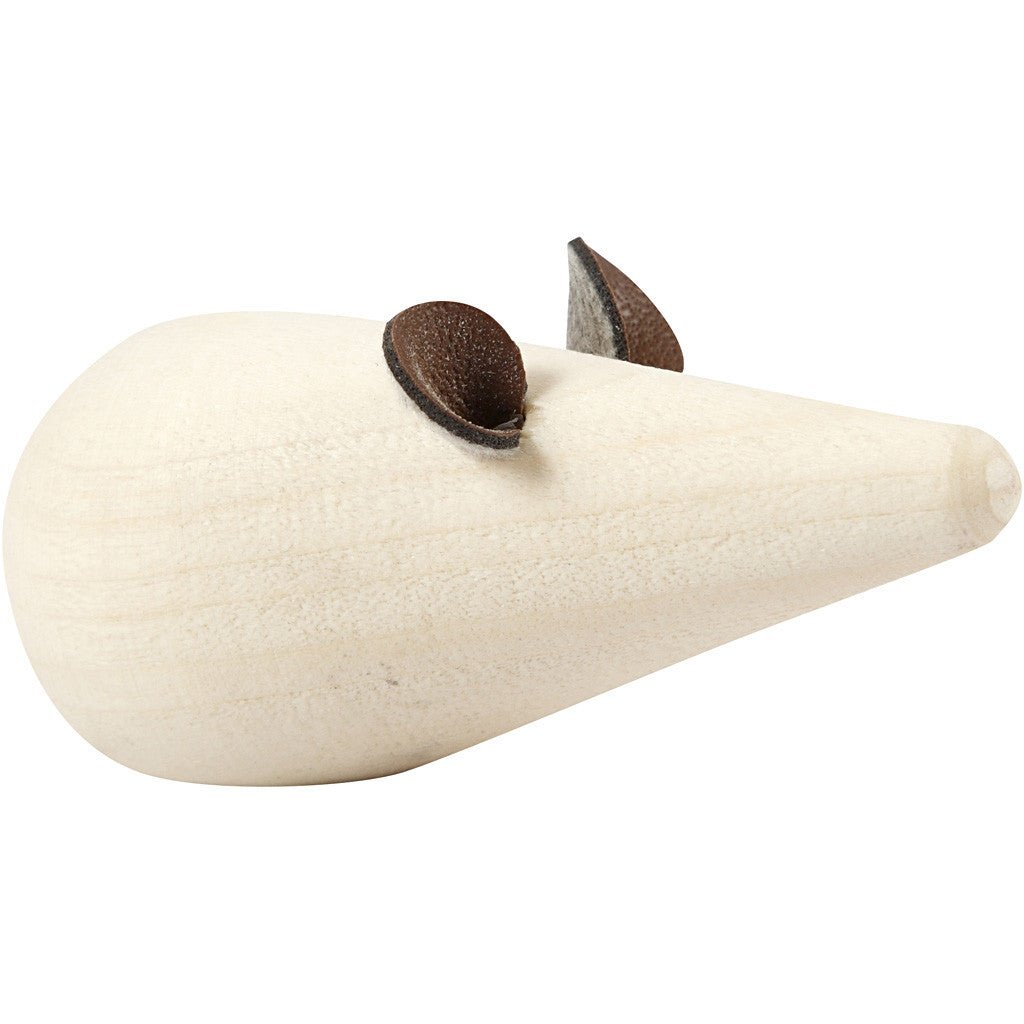 2 x Poplar Wood Mouse With Flat Bottom Decoration Crafts L: 6.5 cm D: 3.5 cm - Home - Crafts