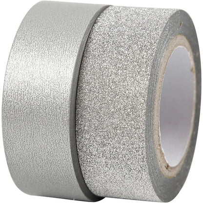 2 x Washi Tape Rolls Matt Glitter Assorted Colour Christmas Decorations Crafts