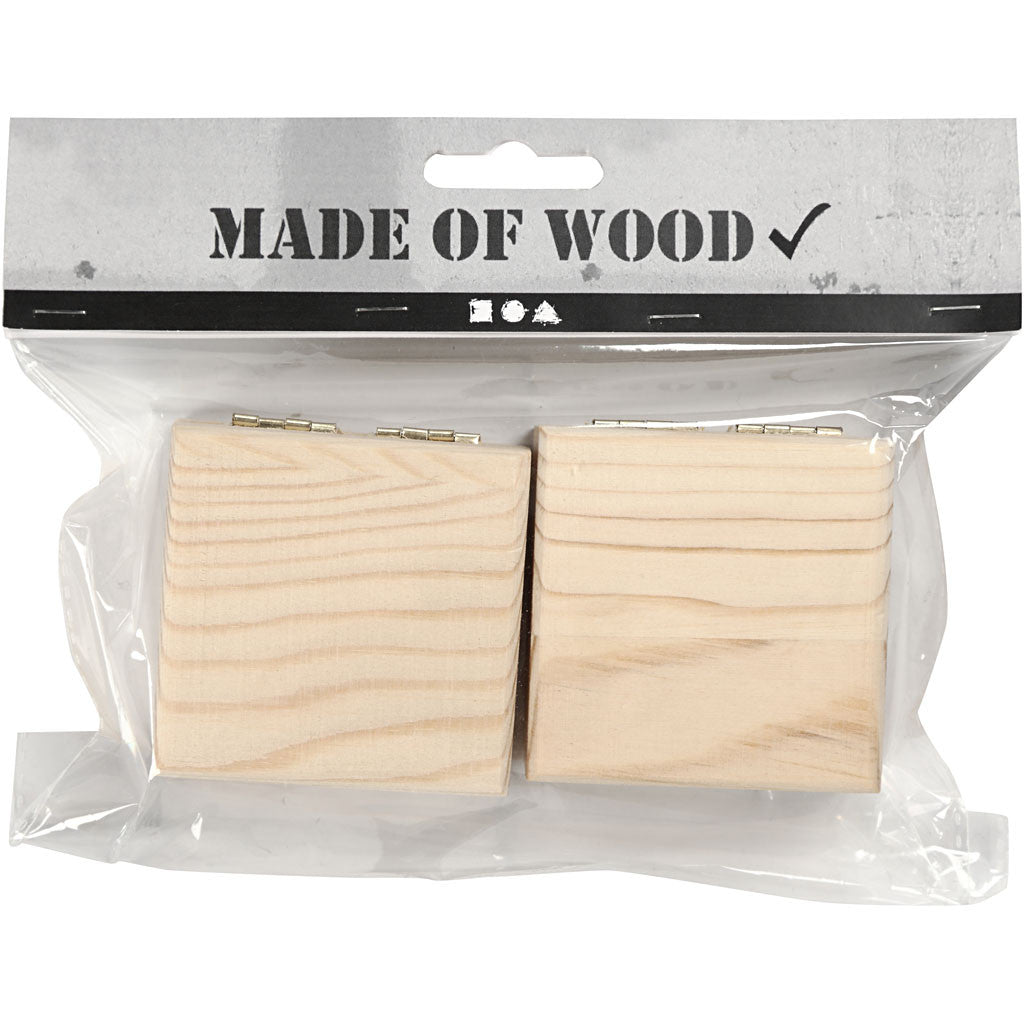 2 x Wooden Jewellery Box With Magnetic Clasp Storage Decoration Crafts 6x6x3.5 cm - Home - Crafts