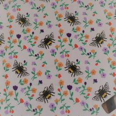 Bumble Bees White_Lilac Polycotton Children Fabric Sold By Half Metre